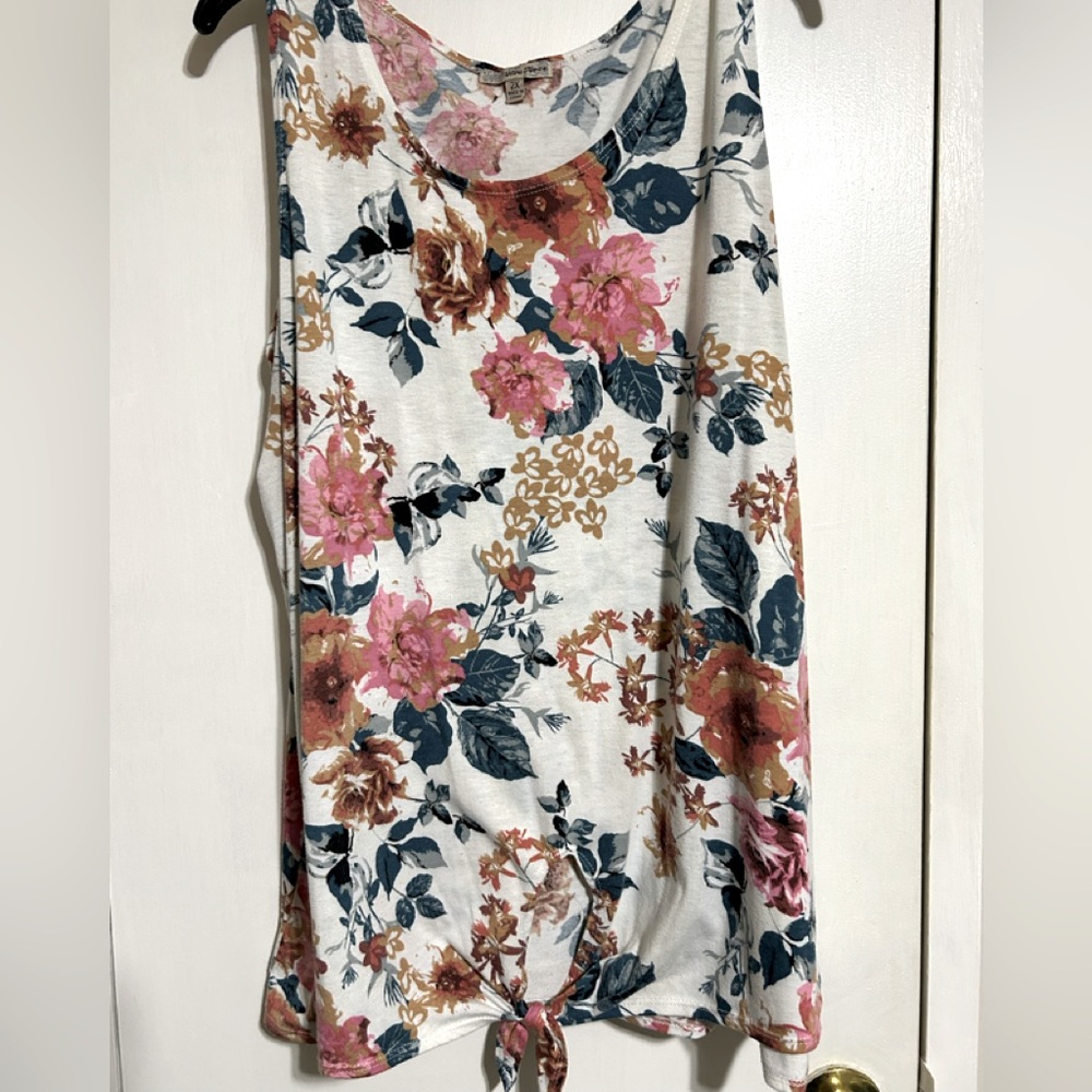 Floral Sleeveless Top - Pink and Blue
